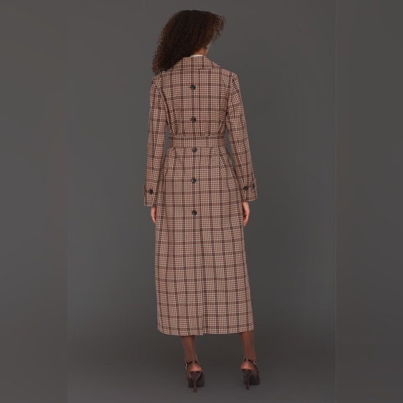 Avec Les Filles PLAID BELTED MAXI TRENCH COAT - Picture 3 of 9